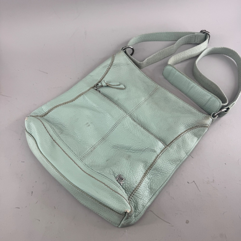 The Sak Women Pebble Leather Crossbody Bag Adjustable Strap Mint Green